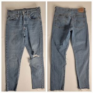 Levi's 501 Sz 28 Jeans Button Fly High Rise Ankle Fray